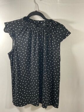 Adrianna Papell Black and White Polka Dot Sleeveless Blouse